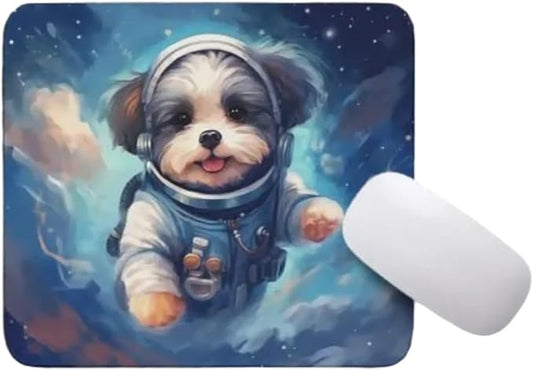 Mouse Pad Havanese Astronaut Dog in Space Mouse Pad Puppy floating in Space for Home Office Work Desk Computer Desktop Laptop for Dog Lovers