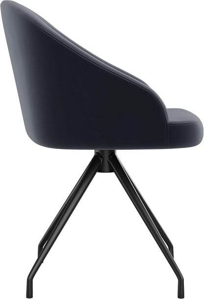 Martha Stewart Sora Stationary Swivel Task Chair with Sloped Arms for Home Office in Gray Velvet with Oil Rubbed Bronze Frame