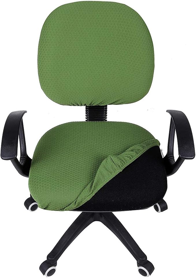 Smiry Stretch Jacquard Office Computer Chair Covers, Removable Washable Universal Desk Rotating Chair Slipcovers Protector, Seat + Backrest Cover, Olive Green