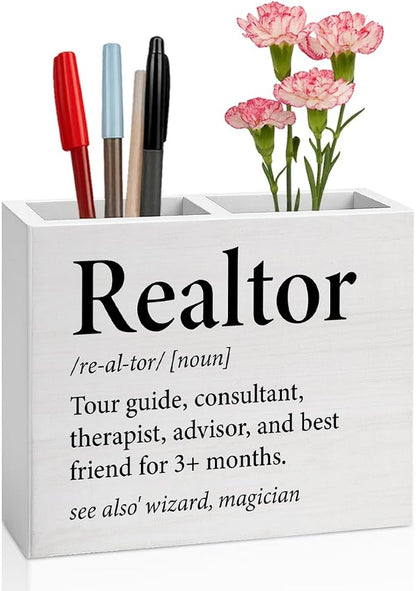 Realtor Gifts Real Estate Agent Gifts Supplies Realtor Wooden Pencil Holder desk decor for Office Home Christmas Birthday Holder2826