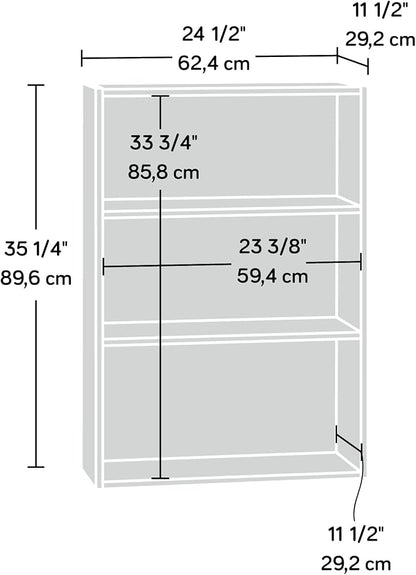 Sauder Beginnings 3-Shelf Bookcase, Bookshelf with Adjustable Storage Shelves, in Brook Cherry finish