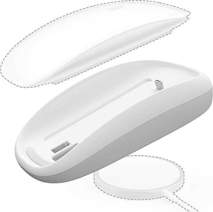 TATOFY Mouse Charger Compatible with Magic Mouse 2 (Lighting) Grip with Wireless Charging Support, Ergonomic Base (White)