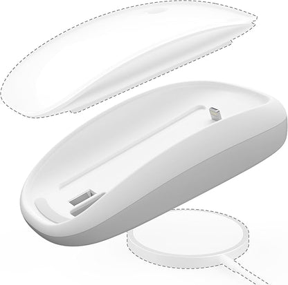 TATOFY Mouse Charger Compatible with Magic Mouse 2 (Lighting) Grip with Wireless Charging Support, Ergonomic Base (White)