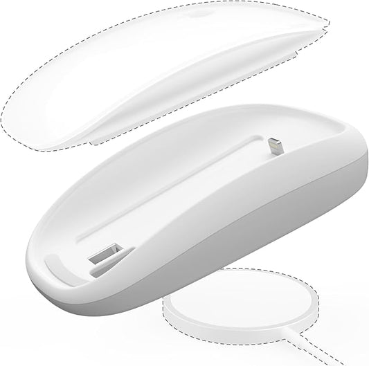 TATOFY Mouse Charger Compatible with Magic Mouse 2 (Lighting) Grip with Wireless Charging Support, Ergonomic Base (White)