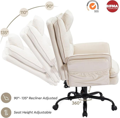 Bestier Criss Cross Chair with Flip-Up Armrests, Swivel Makeup Vanity Chair with Wheels & Side Pockets, Cross Legged Office Chair for Home Office, Bedroom (Beige Velvet, High Back)
