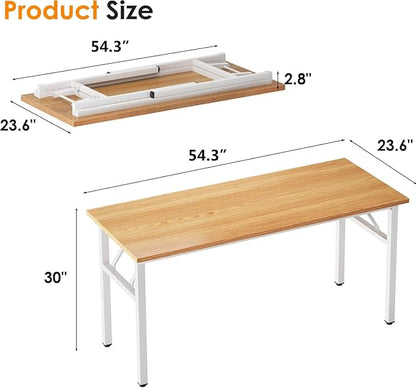 Need Office Computer Desk - 54.3L Sturdy and Heavy Duty Folding Laptop Table,Writing Table/Home Office Desk/Sewing Table,No Assembly Required (Rustic Brown & Black Frame)