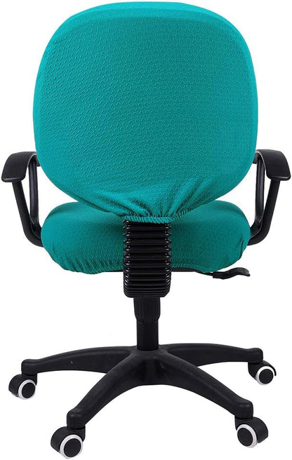 Smiry Stretch Jacquard Office Computer Chair Covers, Removable Washable Universal Desk Rotating Chair Slipcovers Protector, Seat + Backrest Cover, Peacock Green