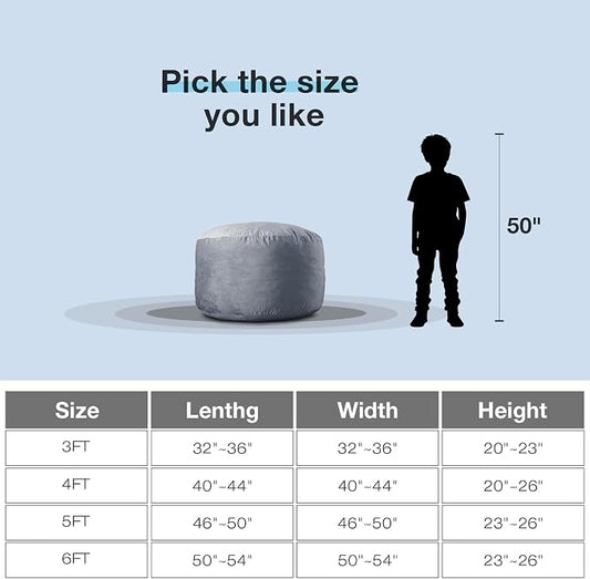 WhatsBedding 3 ft Bean Bag Chair,Large Bean Bag Chairs for Adults with Memory Foam Filling,Lazy Bean Bag Sofa for Living Room,Ultra Soft Velvet Fabric,Pull-Handle,Side-Pocket - 3 Foot,Dark Grey
