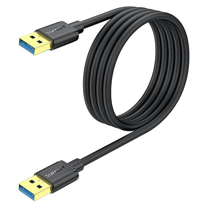 SUNGUY USB to USB Cable 6FT, USB 3.0 Type A Male to Type A Male Cable Data Transfer up to 5Gbps Compatible with Printers, Modems, Hard Drives, Monitor, Camera, Wacom, DVD, Hub