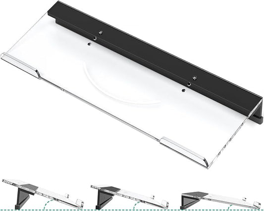Ergonomic Computer Keyboard Stand - Adjustable Keyboard Riser Tilt Clear and Black Acrylic Keyboard Tray Non-Slip Elevated Typing Key Board Holder Lift for Home Office Desk Accessories