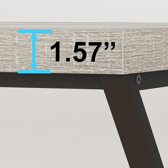 IBF Gray Computer Desk, Modern Writing Study Desk for Home Office, Industrial Wooden Metal Executive Work Desk, Simple Pc Gaming Laptop Workstation Computer Table in Bedroom, Light Grey Oak, 55 Inch