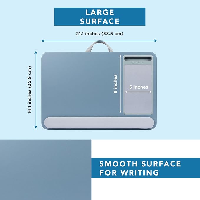 LAPGEAR Home Office Pro Lap Desk with Wrist Rest, Mouse Pad, and Phone Holder - Slate Blue - Fits up to 15.6 Inch Laptops - Style No. 91623