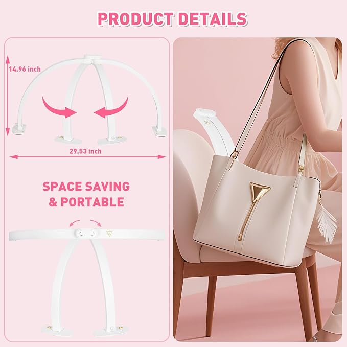 HITTI 29in Half Moon Light for Nail Desk, Foldable, 3 Color Modes & 10 Brightness, Phone Stand, Arch LED Nail Tech Table Lamp for Manicure Salon, Handicraft, Art, Eyelash Extension - White