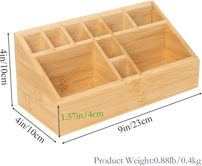 2 Pack Bamboo Art Supply Organizer, Pen Holder Wooden Desktop Storage for Artists, Office Supplies, Makeup Brushes,Minimalist Desk Accessory for Home Studio, Classroom or Vanity
