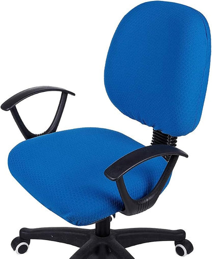 Smiry Stretch Jacquard Office Computer Chair Covers, Removable Washable Universal Desk Rotating Chair Slipcovers Protector, Seat + Backrest Cover, Ocean Blue
