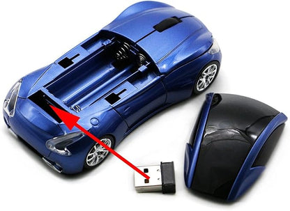 Ai5G Race Car Mouse Wireless Sports Car Shaped Mouse 2.4Ghz Computer Optical Mice with Led Light for Desktop Laptop