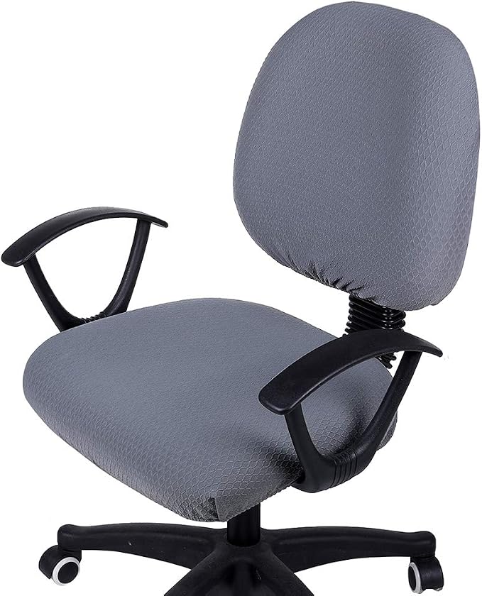 Smiry Stretch Jacquard Office Computer Chair Covers, Removable Washable Universal Desk Rotating Chair Slipcovers Protector, Seat + Backrest Cover, Grey