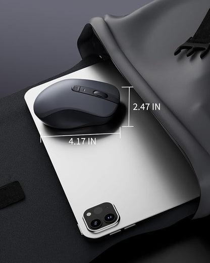 WL300 Bluetooth Mouse Silent Wireless Mice, Quiet Click, Cordless Computer Mouse with 6 Buttons, Sculpted Grip, Adjustable DPI for Laptop, PC, Mac, 18-Month Battery Life for Work or Travel ( Grey)
