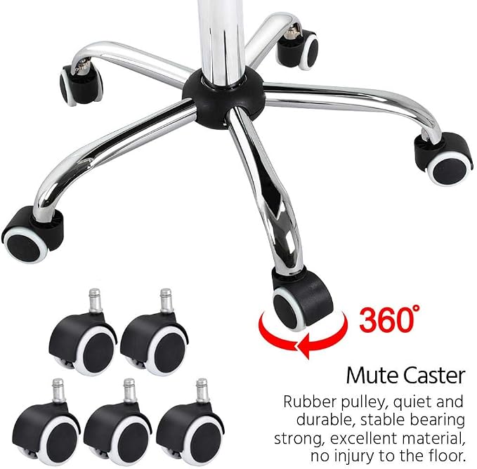 Topeakmart Modern Rolling White Desk Chair with Armrests/Wheels Heavy Duty Base SGS-Tested Gaslift Cylinder Comfortable Computer Chair, 265lb Load Capacity