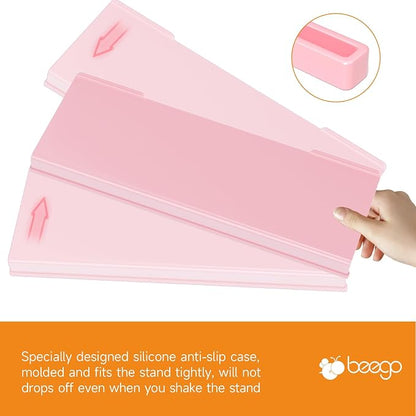 BEEGO Ergonomic Computer Keyboard Stand - Pink Acrylic Keyboard Riser Tilted Keyboard Holder Keyboard Tray with Pink Non-Slip Strip for Easy Typing at Home School Office Desk Accessories