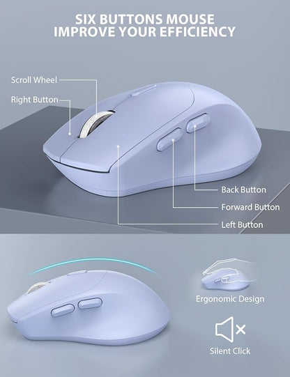 Wireless Keyboard and Mouse Combo - Full-Sized Ergonomic Keyboard with Wrist Rest, Phone Holder, Sleep Mode, Silent 2.4GHz Cordless Keyboard Mouse Combo for Laptop, Computer, PC, Mac, Windows -Trueque