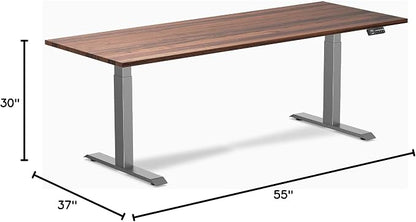 Desky Dual Hardwood Sit Stand Desk - 80x30 Electric Standing Desk - Dual Motor, 3 Stage Adjustable Height Desk - Solid Wood Standing Desk - Whole-Piece Top in Walnut Wood