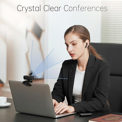 1080P HD Webcam with Noise-Canceling Mic, Auto Light Correction, Privacy Cover and Wide Angle Lens, Plug & Play USB Camera for Laptop/Desktop/PC/Mac, Compatible with Zoom/Skype/Teams/Streaming Black