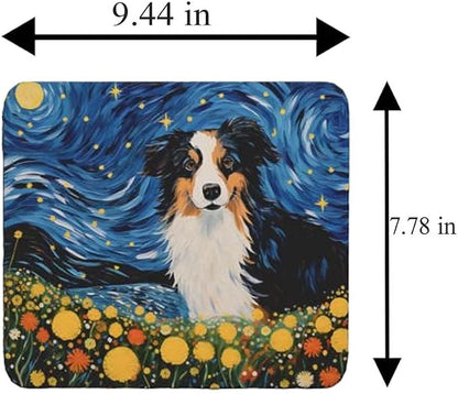 Tubbie Prints Starry Night Australian Shepherd Dog Mouse Pad for Computer Laptop Home Office Gaming Working Desk Desktop Accessories Non-Slip Rubber Mouse Pad for Dog Lovers (Australian Shepherd)