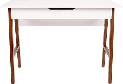 Flash Furniture Darla Computer Desk - White Home Office Desk with Storage Drawer - 42" Long Writing Desk for Bedroom