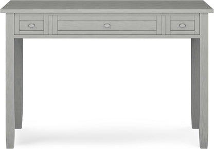 SIMPLIHOME Warm Shaker Desk - 48 Inch Wide Solid Wood Writing Desk in Fog Grey, Transitional Home Office Computer Table for Workspace or Study with Flip-Down Keyboard Tray and 2 Drawers