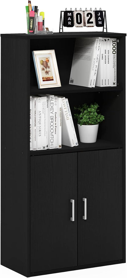Furinno Pasir 4-Tier Storage Bookcase, Bookshelf, Multipurpose Shelf, Black Oak