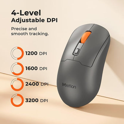 MEETION Wireless Keyboard and Mouse, Silent Full Size Multi-Device Bluetooth Keyboard and Mouse, 9 Multimedia Hotkeys, 3200 DPI Optical Mouse, 90% Less Noise, for Windows Mac PC Desktop Laptop, Black