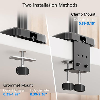 Long Arm Monitor Mount, 13 to 32 inch Computer Desk Mount, Extra Long Adjustable Stand, Hold up to 19.8lbs, Tall Arm with Tilt, Swivel, Rotation, VESA 75/100mm
