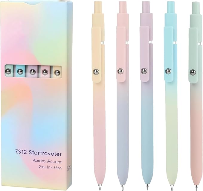 Vanhench 10Pcs Gel Pens, Black Ink Cute Pens for Trendy Stuff, Happy Birthday Gift Basket, Aesthetic Office Supplies (10PCS Gradient)