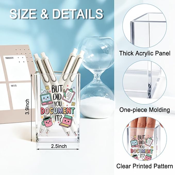 But Did You Document It Acrylic Cosmetic Pencil Holder Cup, Pen Holder for Home Office Desk Accessories for Coworker Boss Nurse HR Assistant, Office Desk Pen Organizer, Funny Work Gifts