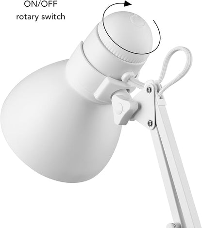 GLOBE Electric 52024 28" Swing Arm Architect Desk Lamp, Matte White, Rotary Switch on Shade, Partially Adjustable Arm, Modern Lighting for Bedroom or Office, Timeless, Indoor Lights(Pack of 2)