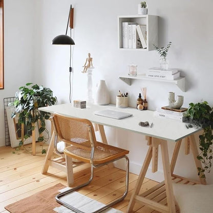 Kaboon Universal Tabletop 55"x20", Solid One-Piece Melamine Table Top, Double Desk L-Desk DIY, Home and Office,Sea Salt/White