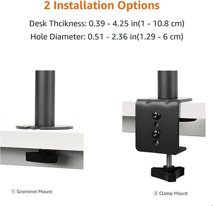 Amazon Basics Adjustable Dual Monitor Desk Mount, Supports up to 32 inch Monitors and 22 lbs per Arm, Adjustable Tension, VESA 75x75/100x100, Black