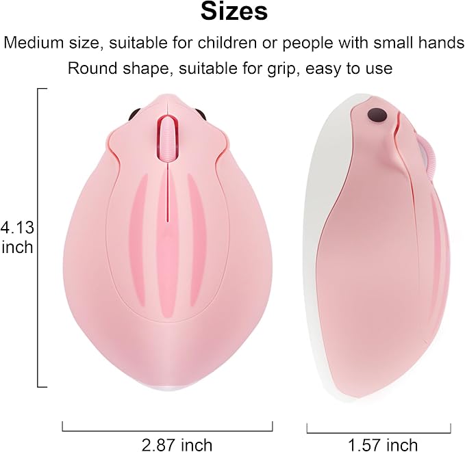 CHUYI Cute Animal Hamster Shape Wireless Silent Mouse Cartoon Mini Portable Travel Mute 1200DPI Novelty Optical Unique Small Cordless Quiet Mice for Computer Laptop PC for Kids Gift (1 Pack-Pink)
