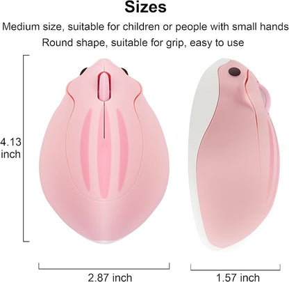 CHUYI Cute Animal Hamster Shape Wireless Silent Mouse Cartoon Mini Portable Travel Mute 1200DPI Novelty Optical Unique Small Cordless Quiet Mice for Computer Laptop PC for Kids Gift (1 Pack-Pink)