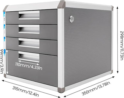 File Cabinet with Drawers Office Document Storage Box Filing Organzier Lockable Desktop Drawer Organizer for Papers Mail Notebooks Stationery (4-layer)