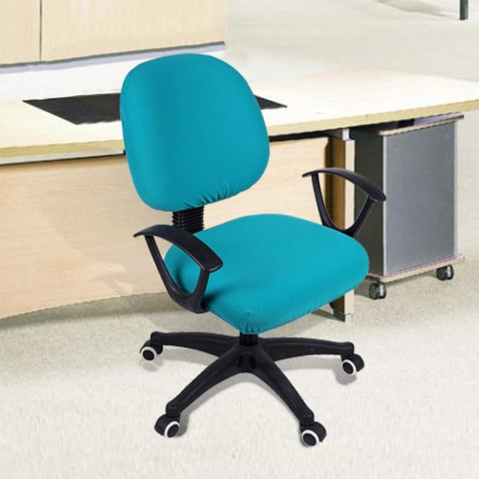 Smiry Stretch Jacquard Office Computer Chair Covers, Removable Washable Universal Desk Rotating Chair Slipcovers Protector, Seat + Backrest Cover, Peacock Green