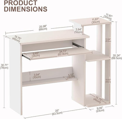 ALISENED Computer Desk with Storage Shelves, Home Office Desk with Monitor Stand, Small Writing Desk Table with Keyboard Tray,Study Table with CPU Stand for Small Spaces (35"-White)