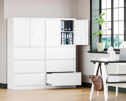 Letaya 3 Drawer Metal Storage Cabinets for Home Office,File Cabinet with Lock and 2 Adjust Shelves-Hang Filing Legal/Letter/A4/F4 Size（White）