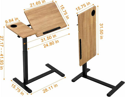 Ytaoka Height Adjustable Standing Desk with Wheels Foldable Standing Desk Mobile Tilting Laptop Desk Rolling Overbed Table for Home Office Bedroom Living Room