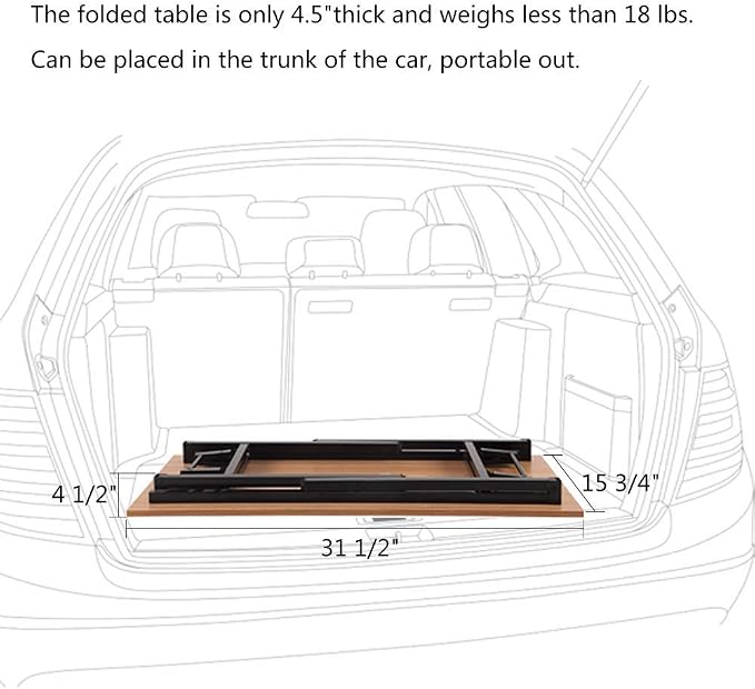 Need 31.5 Inch Folding Computer Desk for Small Spaces, Black Study Foldable Writing Table for Home Office, Bedroom, Dorm Room & Student, No Assembly