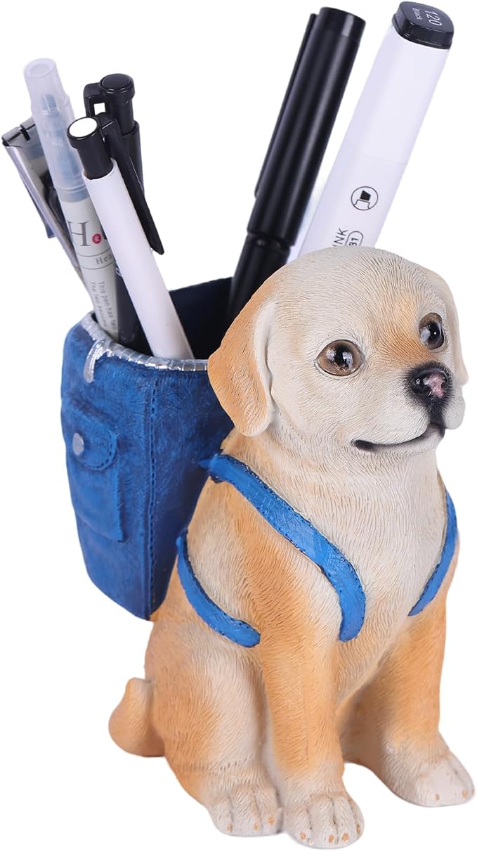 Labrador Retriever Statue - Dog Pen Holder, Dog Figurine, Cute Animal Pencil Holder, Puppy Pencil Holder, Desk Accessories, Home Office Decor, Office Supplies, Desk Organizer, Novelty Pen Cup