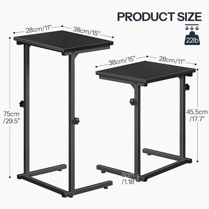 HOOBRO C Shaped End Table, Adjustable Height Sofa Side Table, Slide Under Couch Table, C Shaped Side Table for Small Spaces, for Living Room, Bedroom, Black BB71SF01