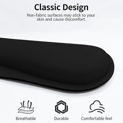 Bloss 2 Black Wrist Rest for Mouse & Keyboard, Ergonomic Wrist Support | Soft Memory Foam, Rubber Non-Slip, Wrist Rest for Mouse, Breathable, 1.2" Thick