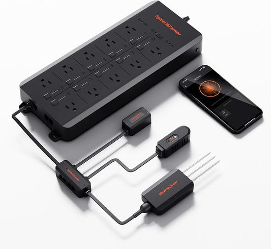 Spider Farmer GGS AC10 Power Strip Kits, 10 AC APP-Based Controls Outlets, 3 in 1 Soil Sensor, Temp Humid Light Sensor, for Indoor Grow Tent Plants Room